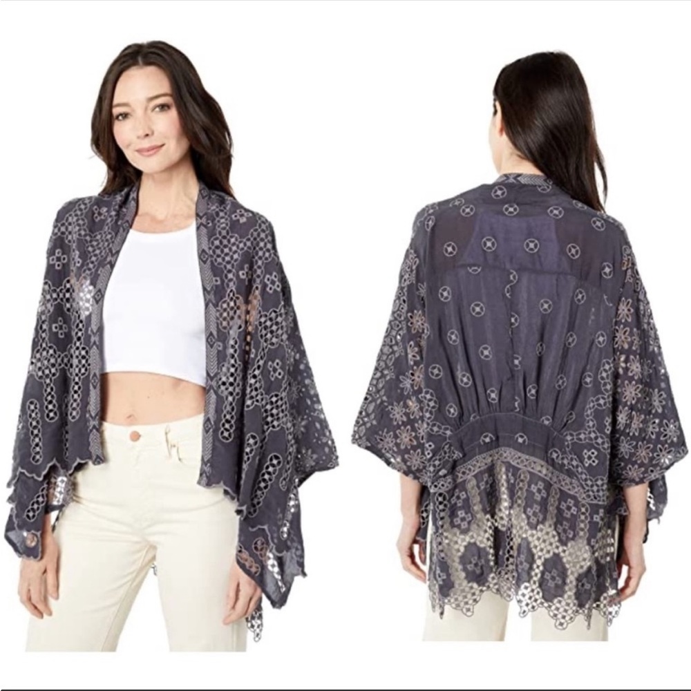 Johnny Was NWT Baez Salacia Open Eyelet Embroidered Boho Kimono Sz small
